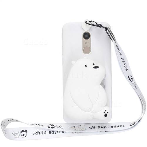 White Polar Bear Neck Lanyard Zipper Wallet Silicone Case for Mi Xiaomi Redmi 5 Plus
