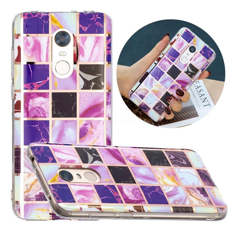 Square Puzzle Painted Marble Electroplating Protective Case for Mi Xiaomi Redmi 5 Plus