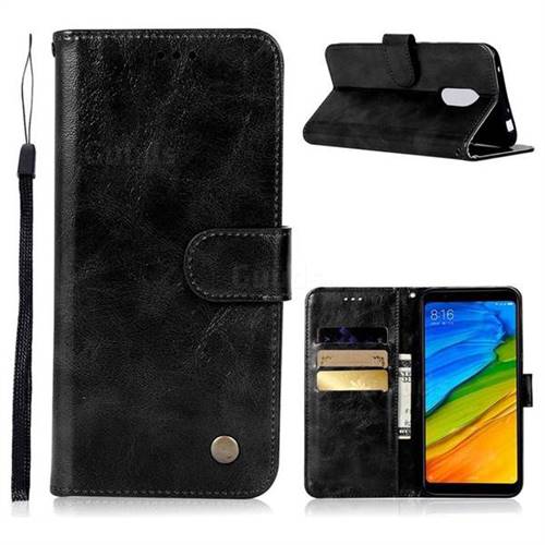 Luxury Retro Leather Wallet Case for Mi Xiaomi Redmi 5 Plus - Black