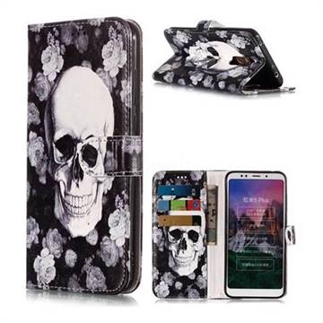 Rose Flower Skull PU Leather Wallet Phone Case for Mi Xiaomi Redmi 5 Plus
