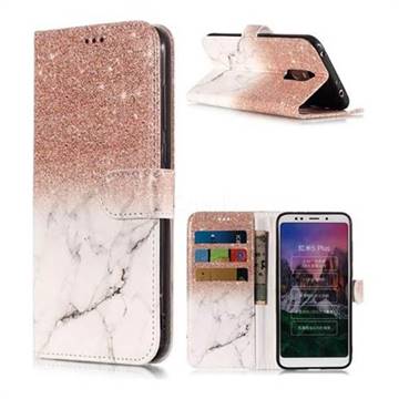 Glittering Rose Gold PU Leather Wallet Phone Case for Mi Xiaomi Redmi 5 Plus