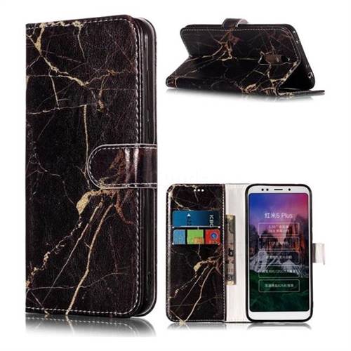 Black Gold Marble PU Leather Wallet Case for Mi Xiaomi Redmi 5 Plus