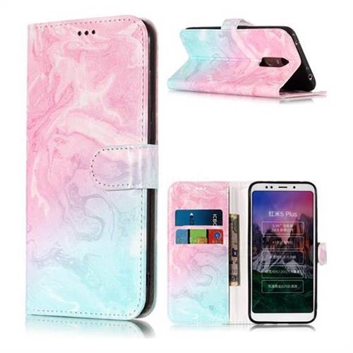 Pink Green Marble PU Leather Wallet Case for Mi Xiaomi Redmi 5 Plus