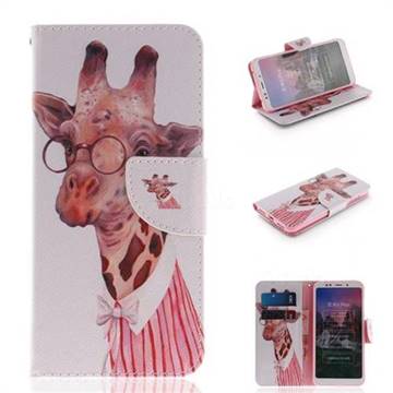 Pink Giraffe PU Leather Wallet Case for Mi Xiaomi Redmi 5 Plus