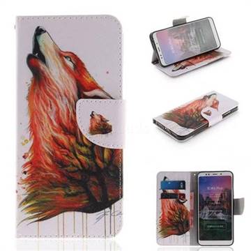 Color Wolf PU Leather Wallet Case for Mi Xiaomi Redmi 5 Plus