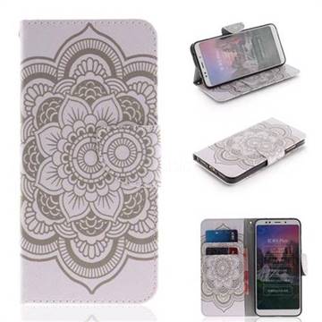 White Flowers PU Leather Wallet Case for Mi Xiaomi Redmi 5 Plus