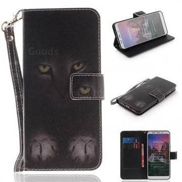 Mysterious Cat Hand Strap Leather Wallet Case for Mi Xiaomi Redmi 5 Plus