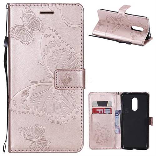 Embossing 3D Butterfly Leather Wallet Case for Mi Xiaomi Redmi 5 Plus - Rose Gold