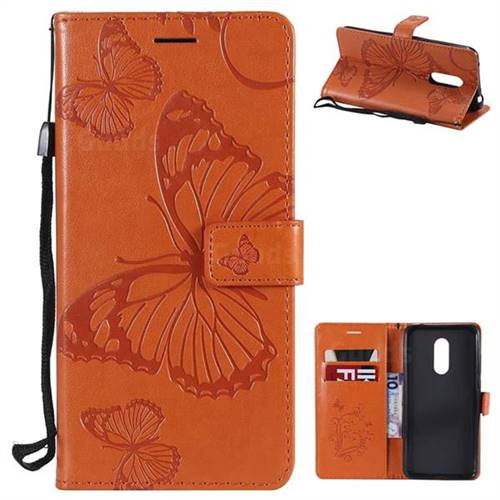 Embossing 3D Butterfly Leather Wallet Case for Mi Xiaomi Redmi 5 Plus - Orange