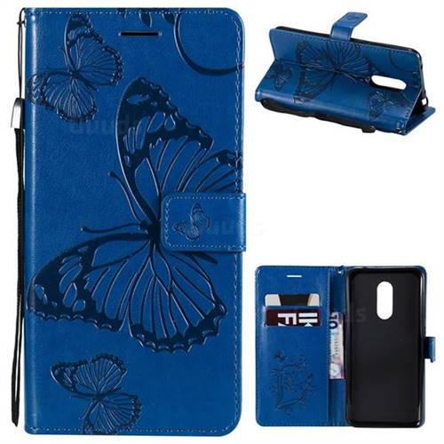 Embossing 3D Butterfly Leather Wallet Case for Mi Xiaomi Redmi 5 Plus - Blue