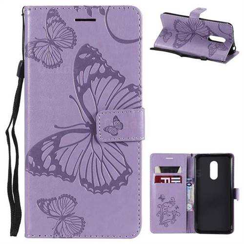 Embossing 3D Butterfly Leather Wallet Case for Mi Xiaomi Redmi 5 Plus - Purple