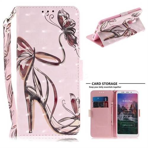 Butterfly High Heels 3D Painted Leather Wallet Phone Case for Mi Xiaomi Redmi 5 Plus