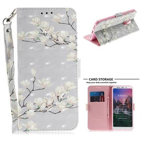 Magnolia Flower 3D Painted Leather Wallet Phone Case for Mi Xiaomi Redmi 5 Plus