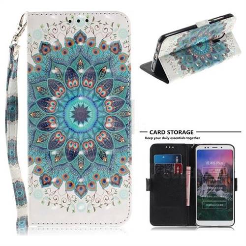Peacock Mandala 3D Painted Leather Wallet Phone Case for Mi Xiaomi Redmi 5 Plus