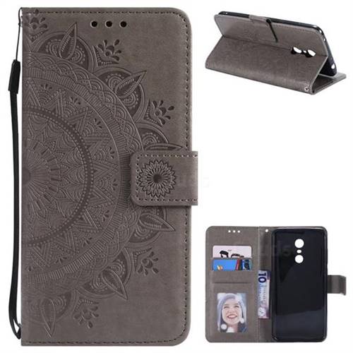 Intricate Embossing Datura Leather Wallet Case for Mi Xiaomi Redmi 5 Plus - Gray