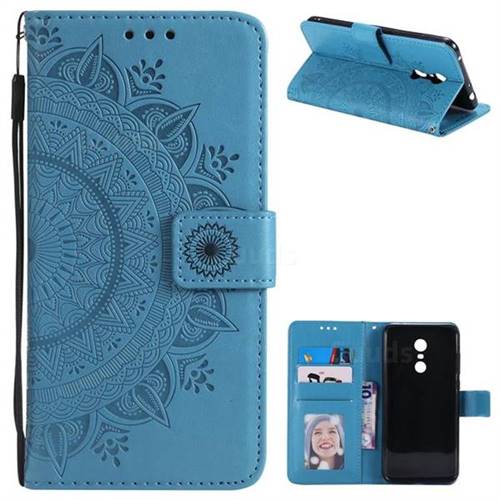 Intricate Embossing Datura Leather Wallet Case for Mi Xiaomi Redmi 5 Plus - Blue