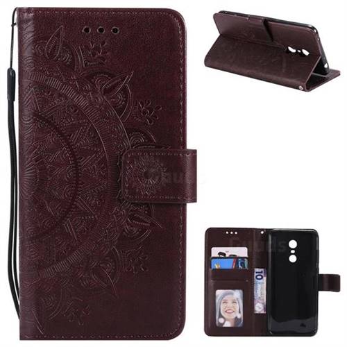 Intricate Embossing Datura Leather Wallet Case for Mi Xiaomi Redmi 5 Plus - Brown