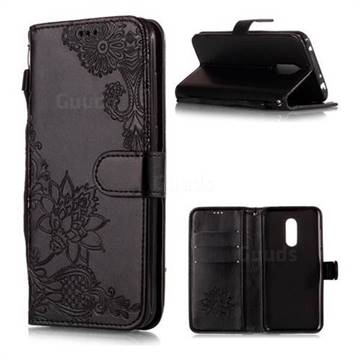 Intricate Embossing Lotus Mandala Flower Leather Wallet Case for Mi Xiaomi Redmi 5 Plus - Black