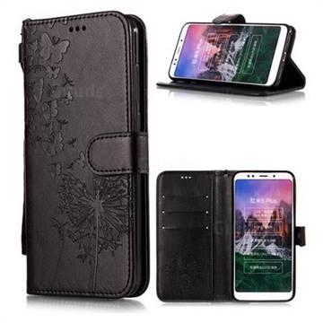 Intricate Embossing Dandelion Butterfly Leather Wallet Case for Mi Xiaomi Redmi 5 Plus - Black