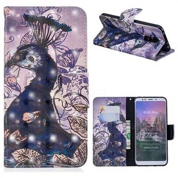 Purple Peacock 3D Painted Leather Wallet Phone Case for Mi Xiaomi Redmi 5 Plus