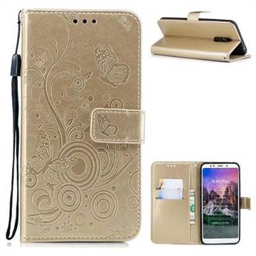 Intricate Embossing Butterfly Circle Leather Wallet Case for Mi Xiaomi Redmi 5 Plus - Champagne