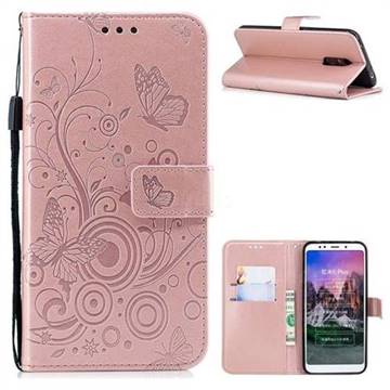 Intricate Embossing Butterfly Circle Leather Wallet Case for Mi Xiaomi Redmi 5 Plus - Rose Gold