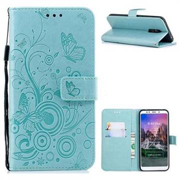 Intricate Embossing Butterfly Circle Leather Wallet Case for Mi Xiaomi Redmi 5 Plus - Cyan