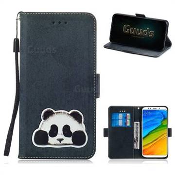 Retro Leather Phone Wallet Case with Aluminum Alloy Patch for Mi Xiaomi Redmi 5 Plus - Black