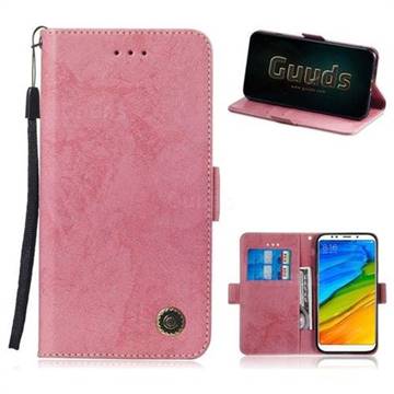 Retro Classic Leather Phone Wallet Case Cover for Mi Xiaomi Redmi 5 Plus - Pink