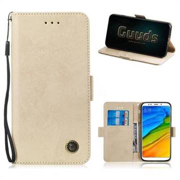 Retro Classic Leather Phone Wallet Case Cover for Mi Xiaomi Redmi 5 Plus - Golden
