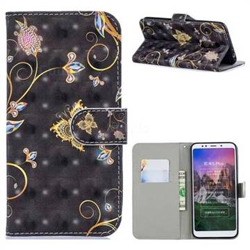 Black Butterfly 3D Painted Leather Phone Wallet Case for Mi Xiaomi Redmi 5 Plus