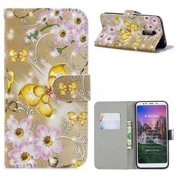 Golden Butterfly 3D Painted Leather Phone Wallet Case for Mi Xiaomi Redmi 5 Plus
