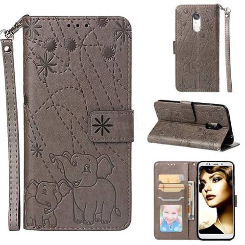 Embossing Fireworks Elephant Leather Wallet Case for Mi Xiaomi Redmi 5 Plus - Gray