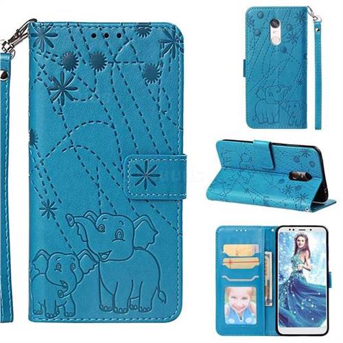 Embossing Fireworks Elephant Leather Wallet Case for Mi Xiaomi Redmi 5 Plus - Blue