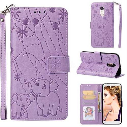 Embossing Fireworks Elephant Leather Wallet Case for Mi Xiaomi Redmi 5 Plus - Purple