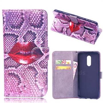 Snake Lips Laser Light PU Leather Wallet Case for Mi Xiaomi Redmi 5 Plus
