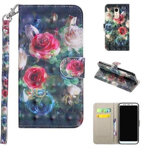 Rose Flower 3D Painted Leather Phone Wallet Case Cover for Mi Xiaomi Redmi 5 Plus