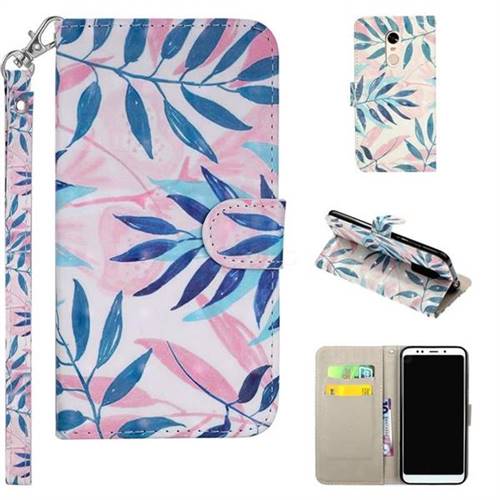 Green Leaf 3D Painted Leather Phone Wallet Case Cover for Mi Xiaomi Redmi 5 Plus