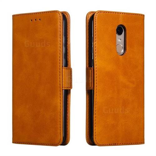 Retro Classic Calf Pattern Leather Wallet Phone Case for Mi Xiaomi Redmi 5 Plus - Yellow