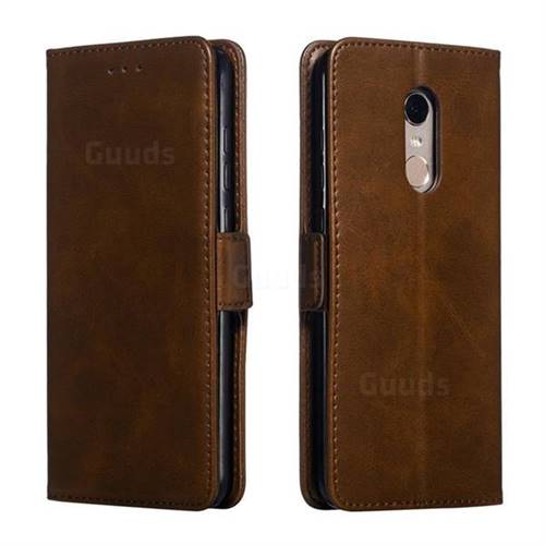 Retro Classic Calf Pattern Leather Wallet Phone Case for Mi Xiaomi Redmi 5 Plus - Brown