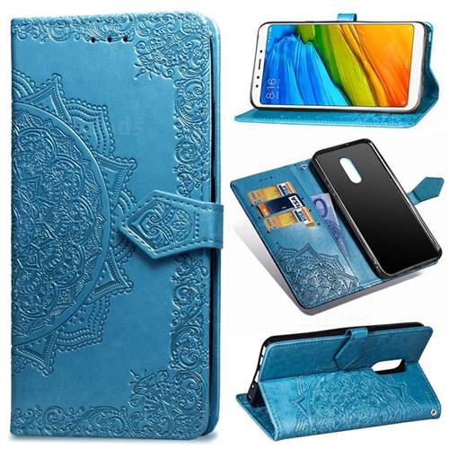 Embossing Imprint Mandala Flower Leather Wallet Case for Mi Xiaomi Redmi 5 Plus - Blue