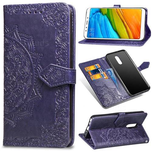 Embossing Imprint Mandala Flower Leather Wallet Case for Mi Xiaomi Redmi 5 Plus - Purple