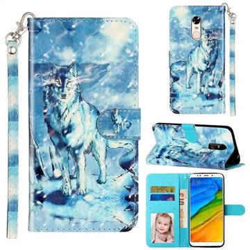 Snow Wolf 3D Leather Phone Holster Wallet Case for Mi Xiaomi Redmi 5 Plus