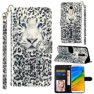 White Leopard 3D Leather Phone Holster Wallet Case for Mi Xiaomi Redmi 5 Plus