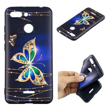 Golden Shining Butterfly 3D Embossed Relief Black Soft Back Cover for Mi Xiaomi Redmi 6
