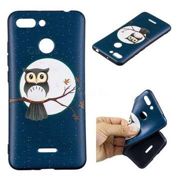 Moon and Owl 3D Embossed Relief Black Soft Back Cover for Mi Xiaomi Redmi 6