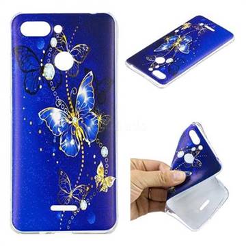 Gold and Blue Butterfly Super Clear Soft TPU Back Cover for Mi Xiaomi Redmi 6
