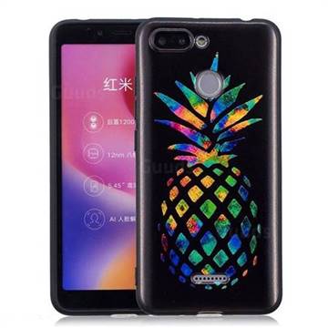 Colorful Pineapple 3D Embossed Relief Black Soft Back Cover for Mi Xiaomi Redmi 6