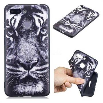 White Tiger 3D Embossed Relief Black TPU Cell Phone Back Cover for Mi Xiaomi Redmi 6