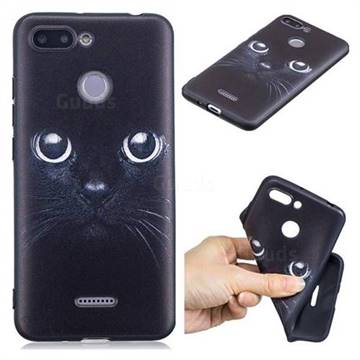Bearded Feline 3D Embossed Relief Black TPU Cell Phone Back Cover for Mi Xiaomi Redmi 6